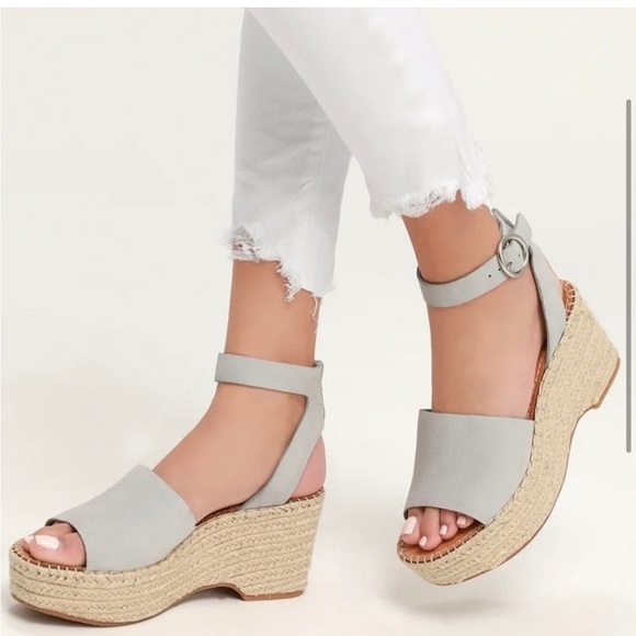 Dolce Vita Espadrille Gray Suede Wedge / Platform Sandals with Ankle Strap NWOT - Picture 5 of 9